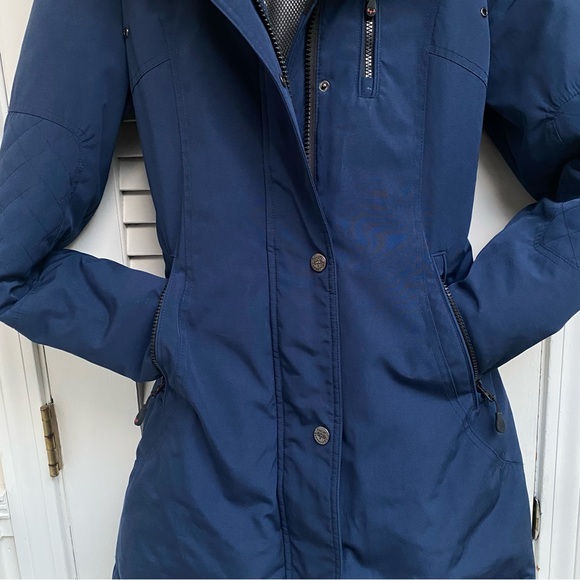 Arctic Expedition Mid Length 33” Down Parka Coat Navy XS no hood - Picture 12 of 16